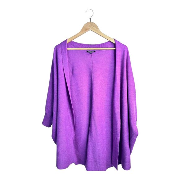 Eileen Fisher Open Front Cardigan Women's Size XL 100% Merino Wool | Purple - Picture 2 of 8